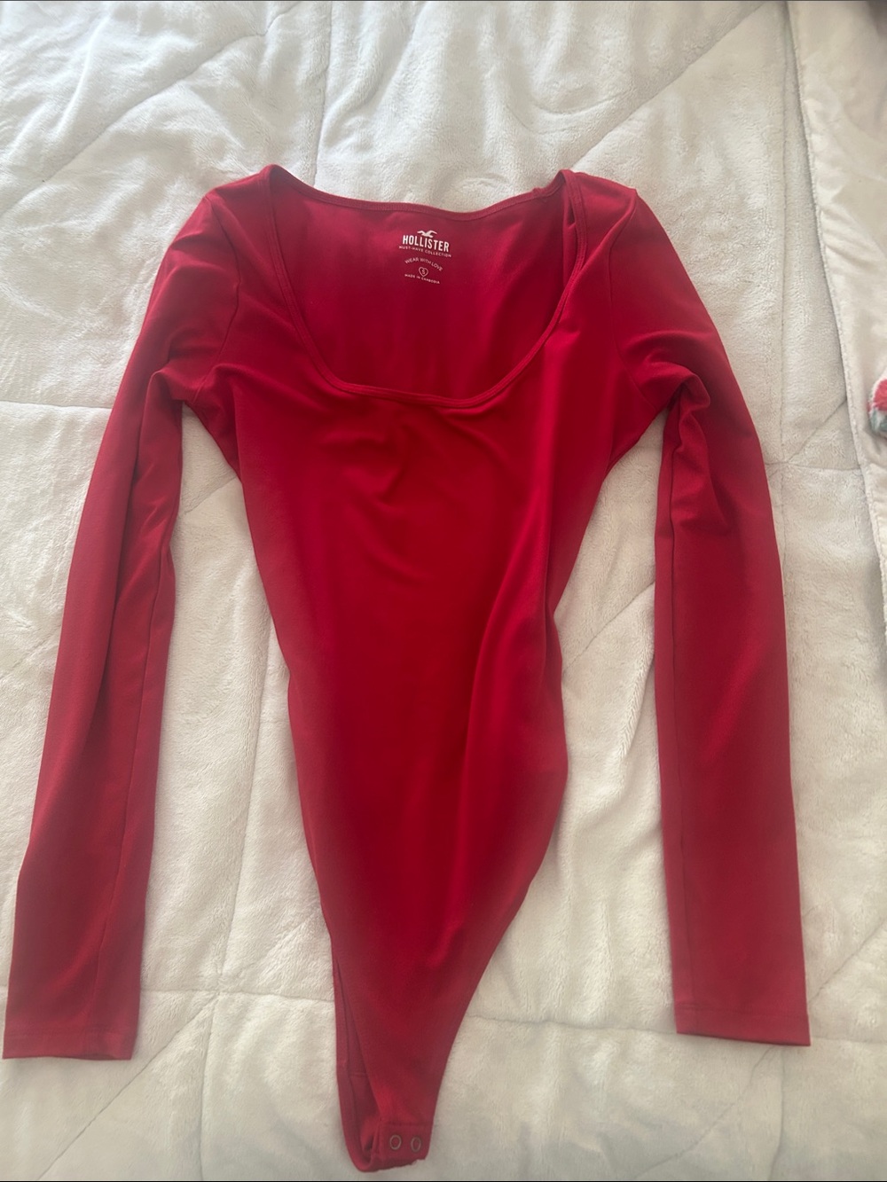 Hollister Red Long-Sleeve Scoop-Neck Bodysuit